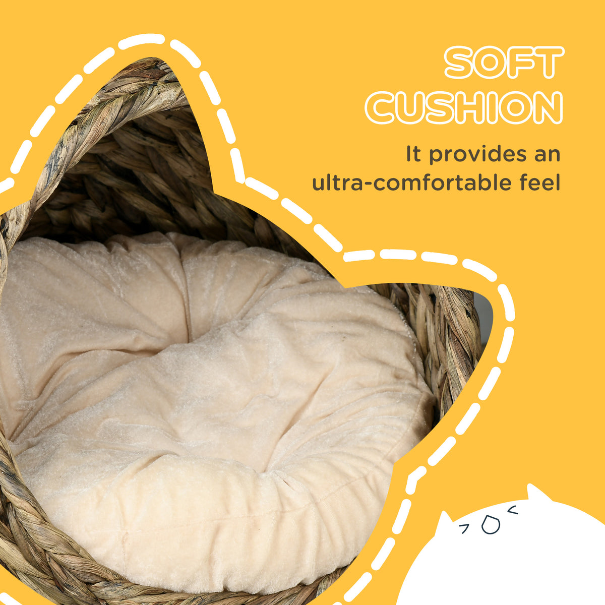 Handwoven Elevated Cat Bed with Soft Cushion – view 9