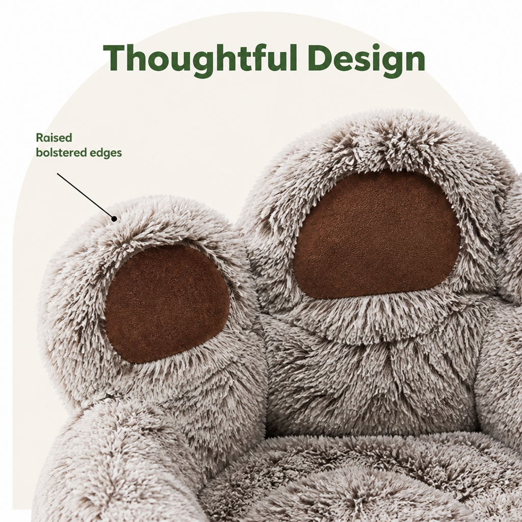 Petmarlow Plush & Non-Slip Bear Paw Pet Bed – view 7