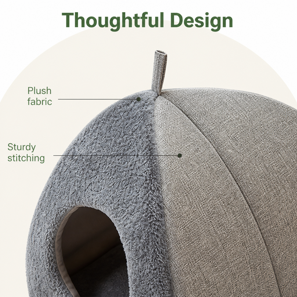 DogBedHouse Enclosed Triangular Plush Cat Bed – view 7