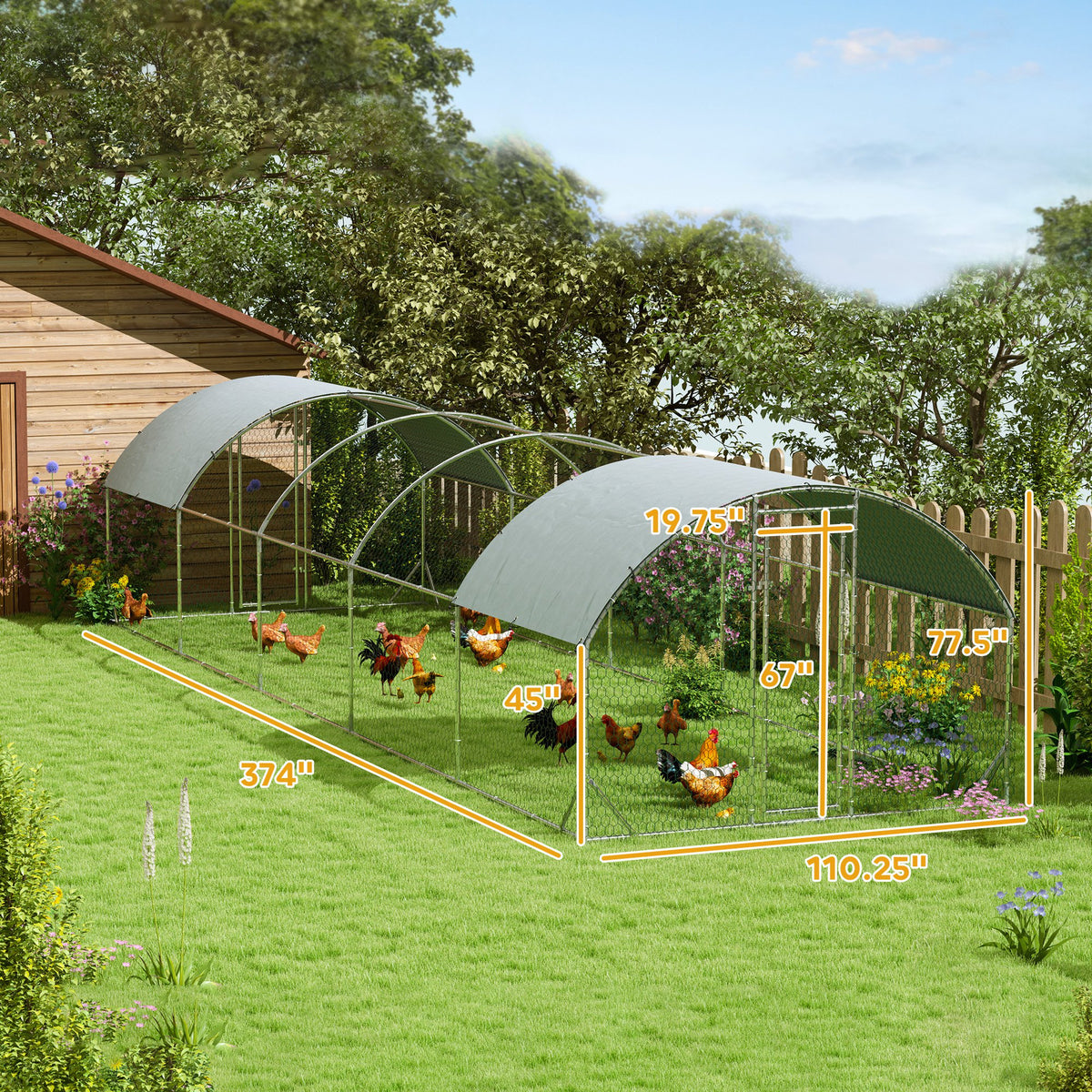 Large Metal Chicken Coop with Waterproof Cover for Small Animals – view 8