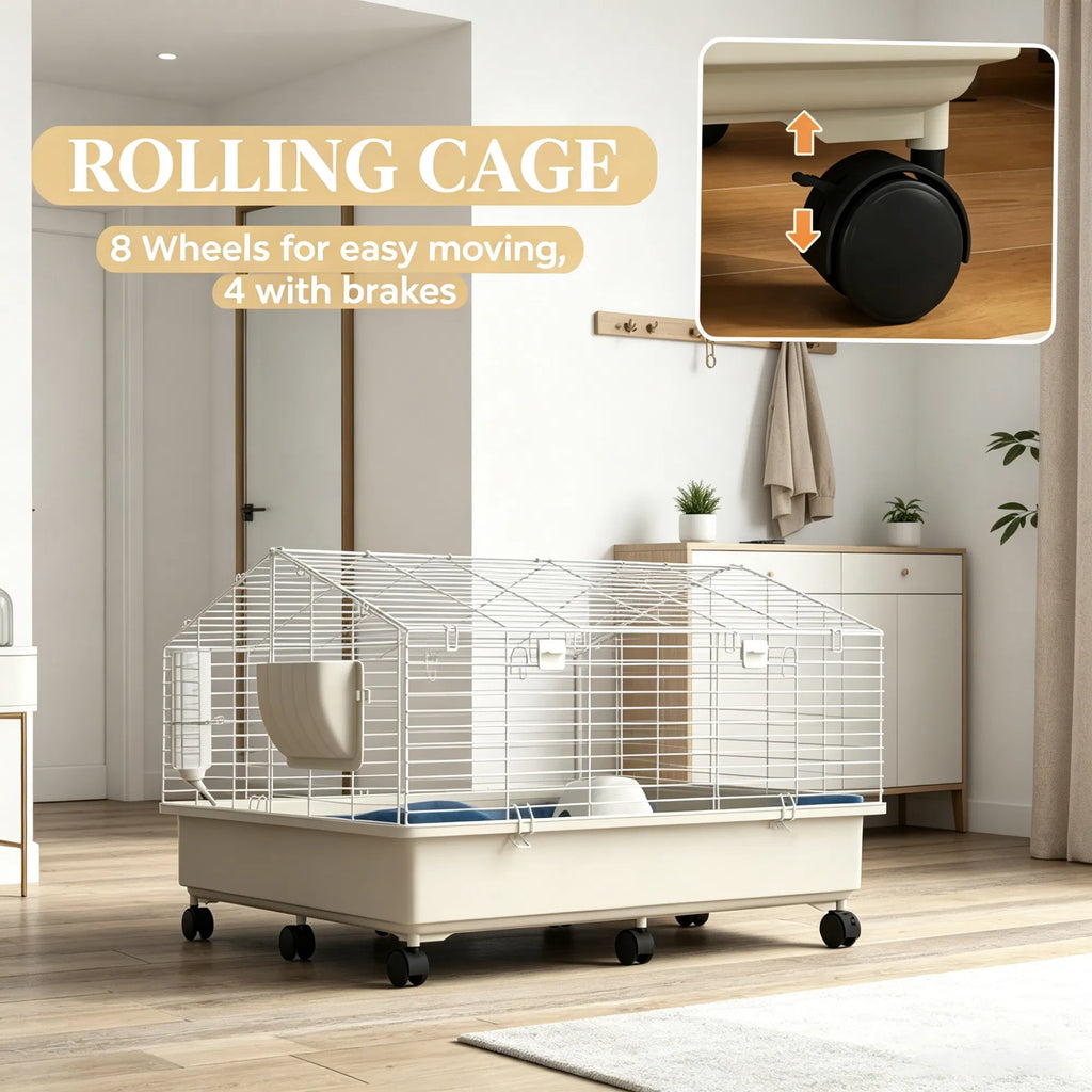 Rolling Small Animal Cage with Accessories for Rabbits and Guinea Pigs – view 7