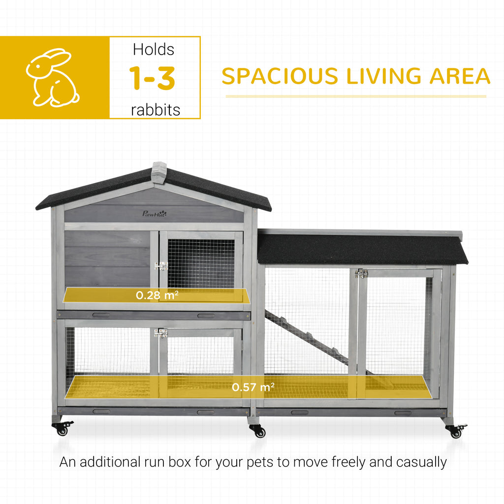 Wooden Mobile Rabbit Hutch with Wheels and Ramp – view 7