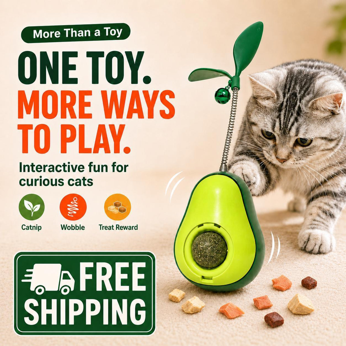 Avocado-Shaped Cat Tumbler Toy for Interactive Play – view 8