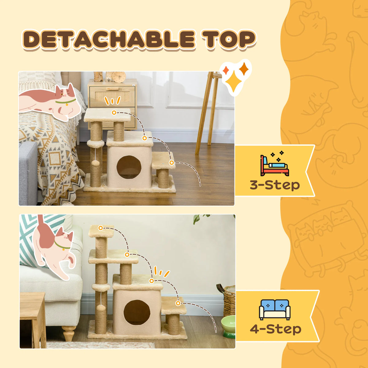 Cat Stairs with Scratching Posts and Condo for Easy Access – view 7
