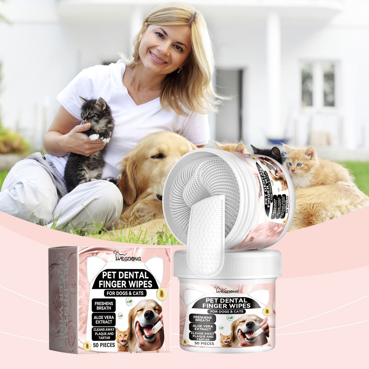 Pet Dental Finger Wipes for Dogs and Cats - 50 Pieces – view 7