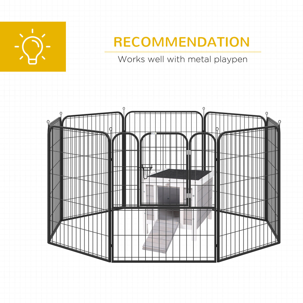 Wooden Rabbit Hutch with Waterproof Roof for Small Animals – view 8