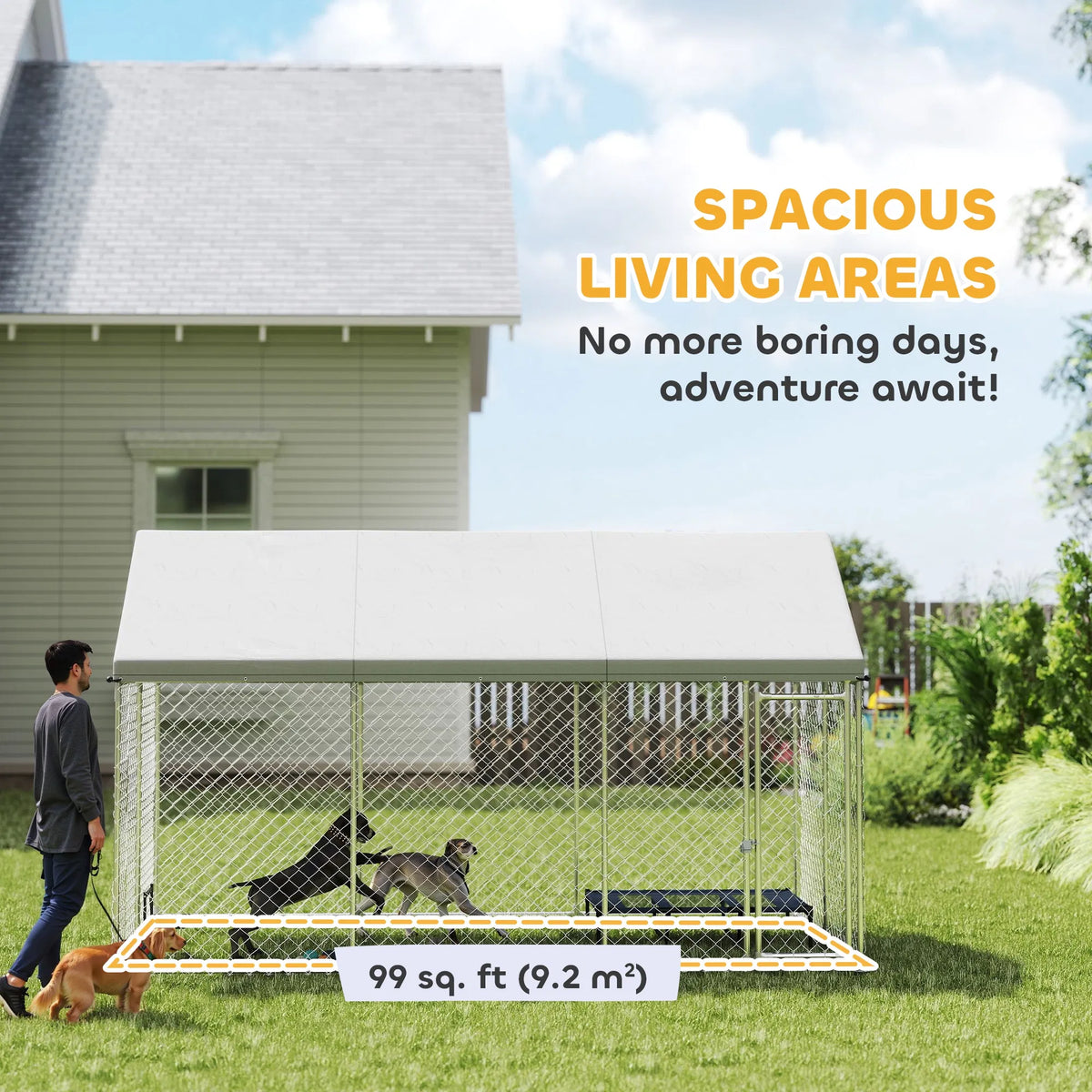 Galvanized Steel Outdoor Dog Kennel with Roof – view 7