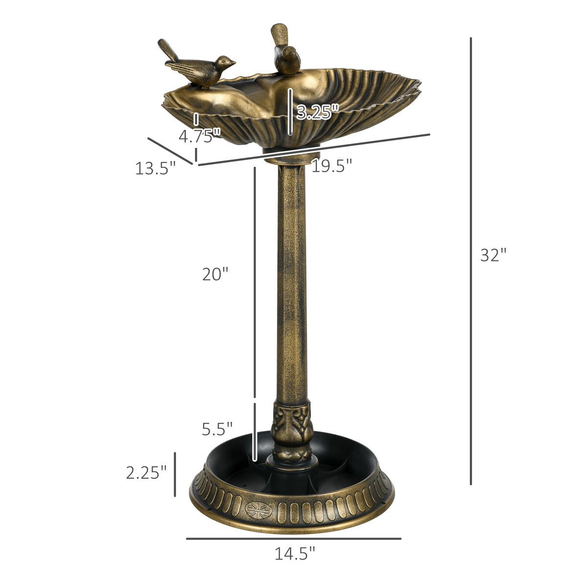 32" Decorative Bird Bath with Planter and Bird Statues – view 7