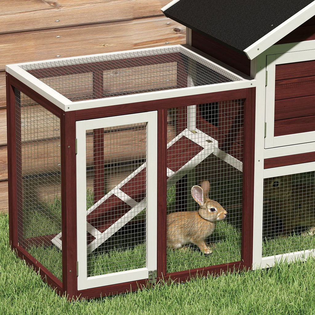 Wooden Rabbit Hutch with Outdoor Run and Removable Tray – view 8