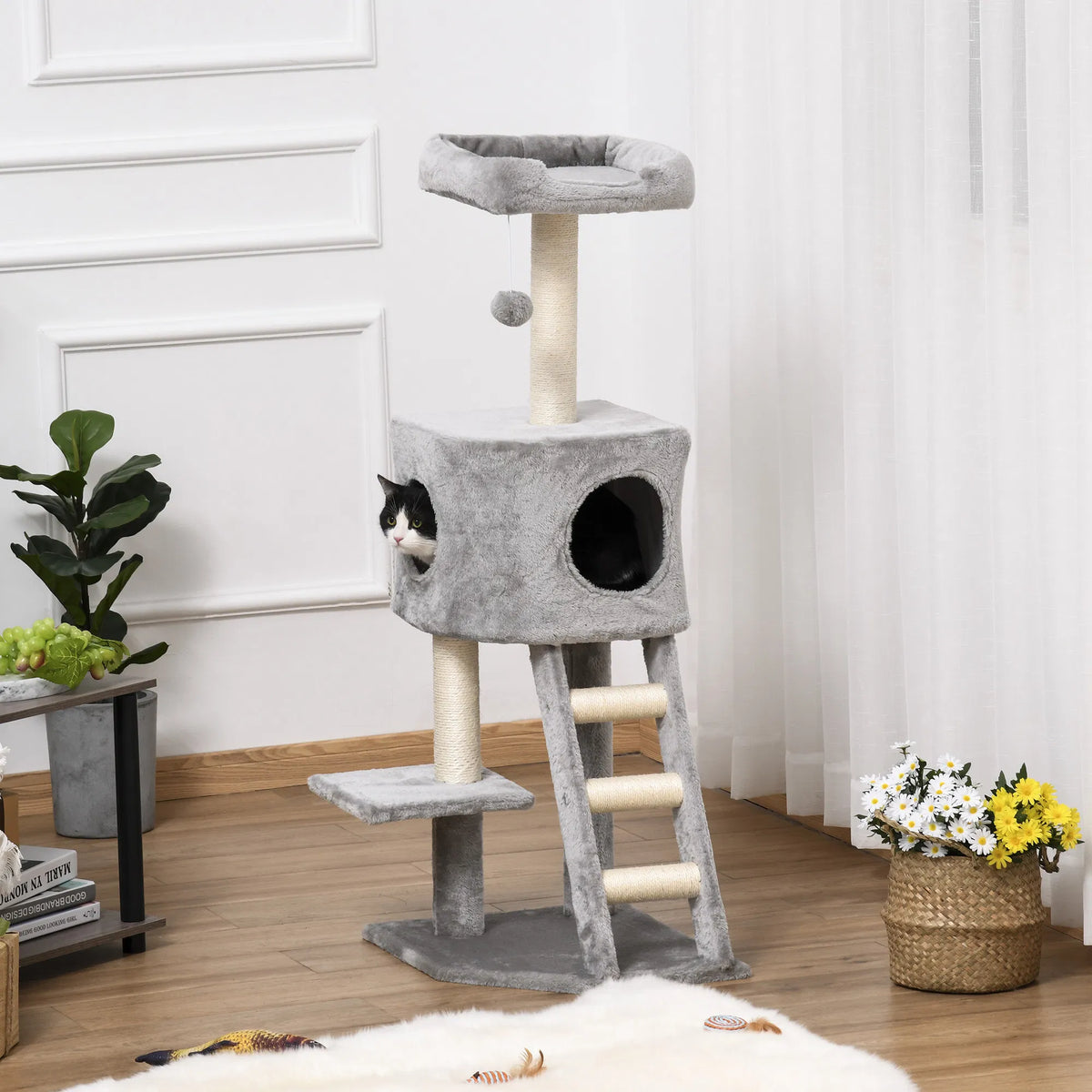 Tall Cat Tree Tower with Condo and Scratching Posts – view 7