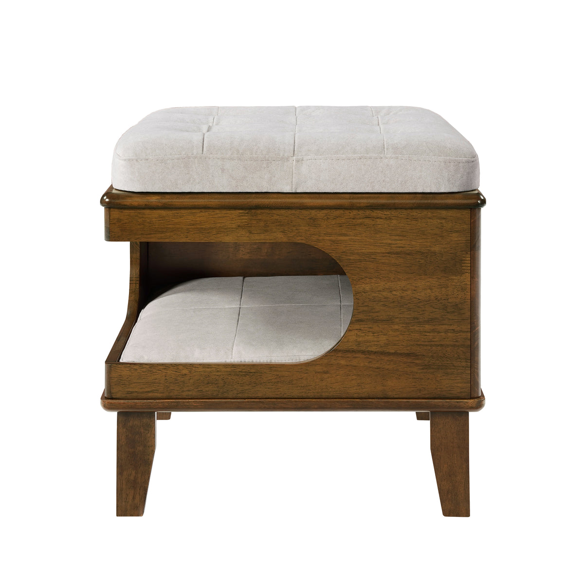 Rubber Wood Cat Bed Ottoman with Cat Cave – view 7