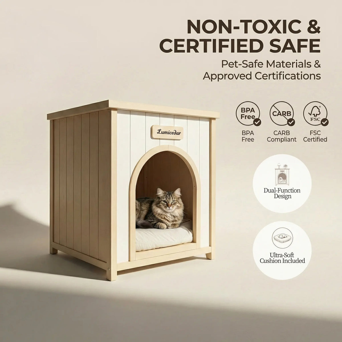 Modern Indoor Wooden Dog House with Cushion – view 7