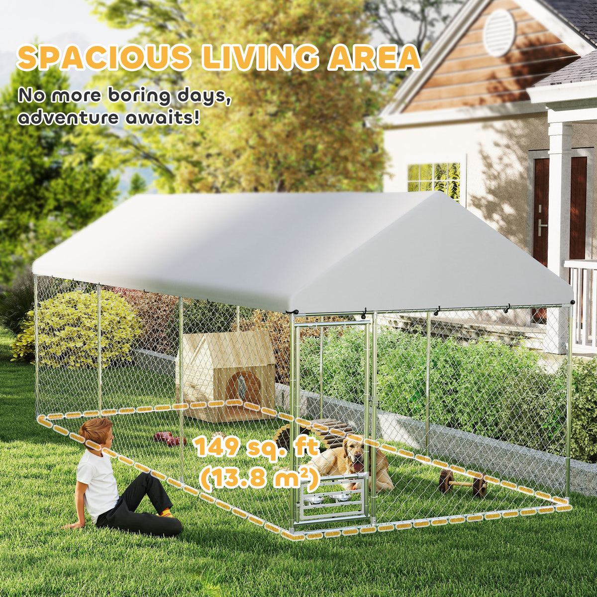 Outdoor Dog Kennel with Adjustable Bowl Rack – view 7