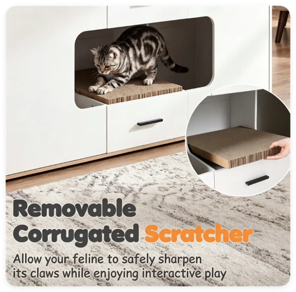 Cat Litter Box Enclosure with Storage & Scratching Board – view 8