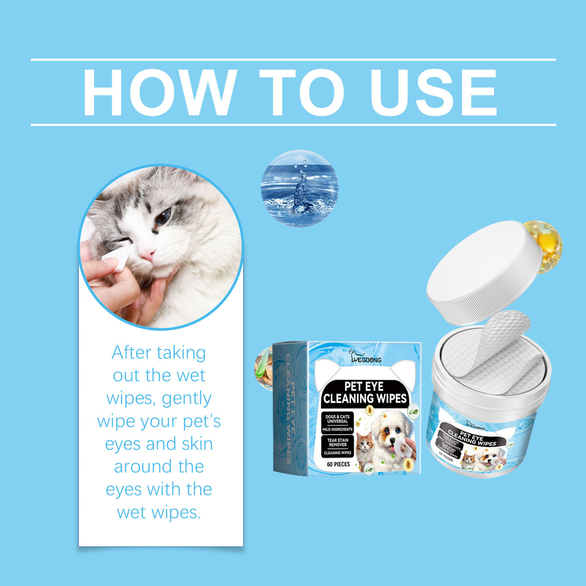 Pet Eye Cleaning Wipes for Dogs and Cats, Tear Stain Remover Pads – view 10