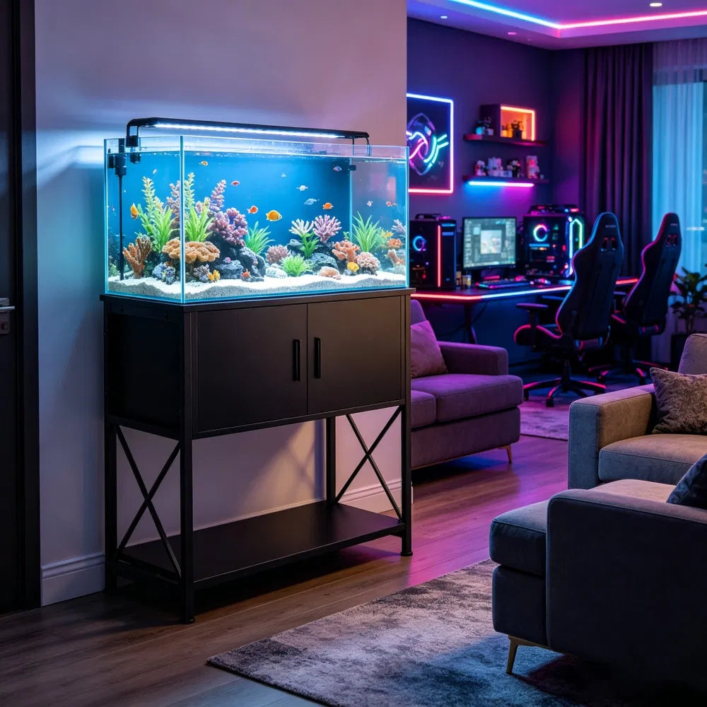 Reptile Tank Stand with Storage and Power Strip – view 7