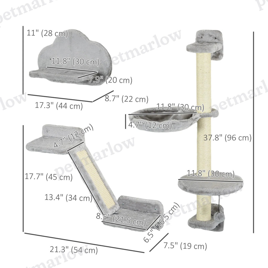 3PCs Cat Shelves with Hammock and Scratching Posts – view 6