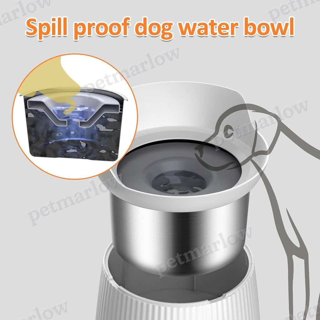 4.4L No Spill Dog Water Bowl Adjustable Raised Bowls – view 3