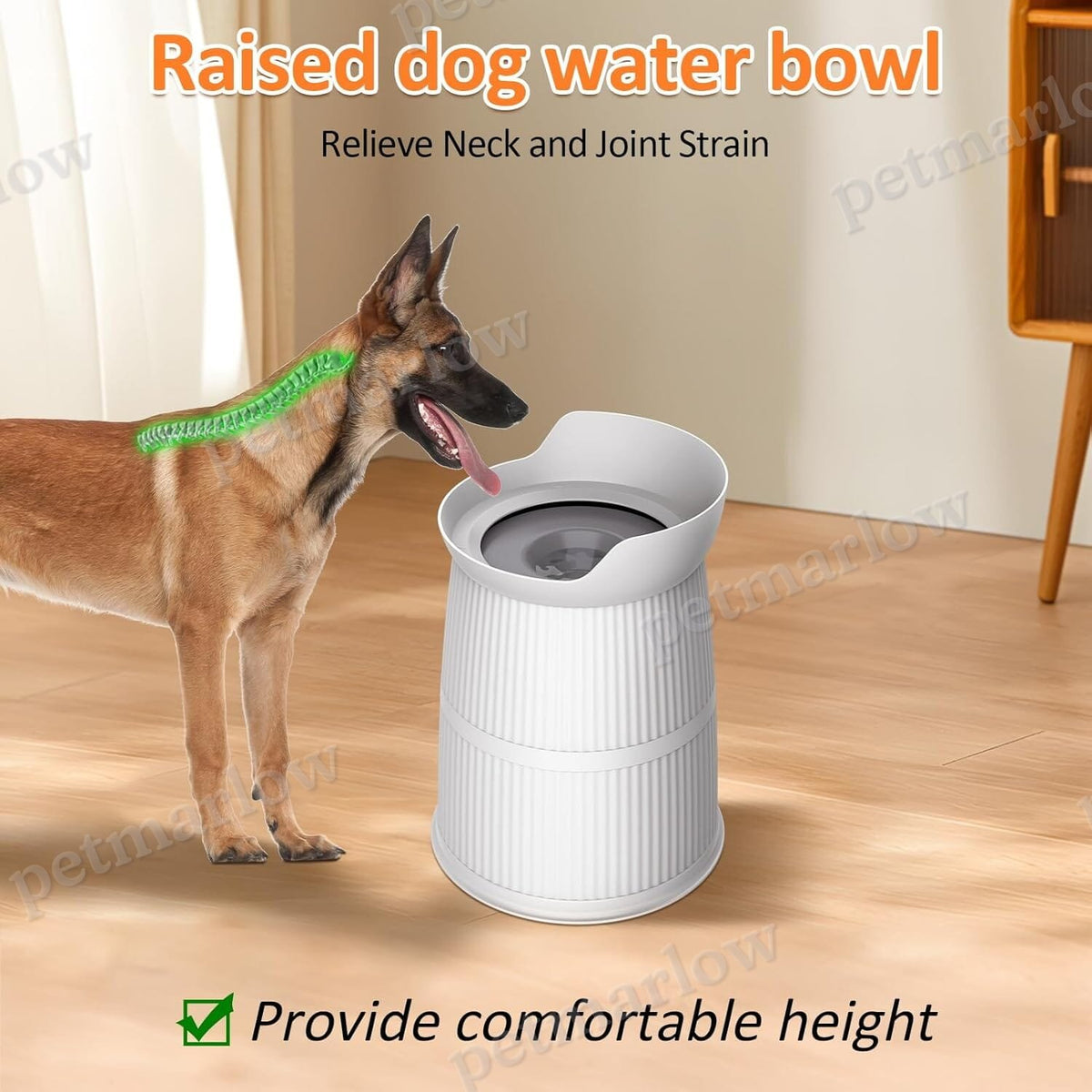 4.4L No Spill Dog Water Bowl Adjustable Raised Bowls – view 5