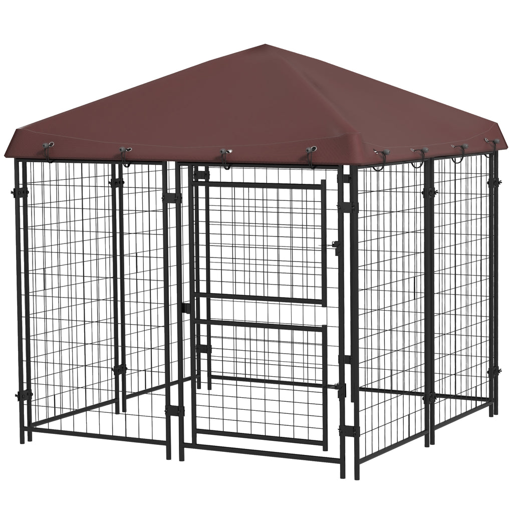 Outdoor Dog Kennel with Waterproof Canopy for Comfort – Brown / 1180x715x200 mm