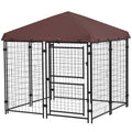 Outdoor Dog Kennel with Waterproof Canopy for Comfort – Brown / 1180x715x200 mm