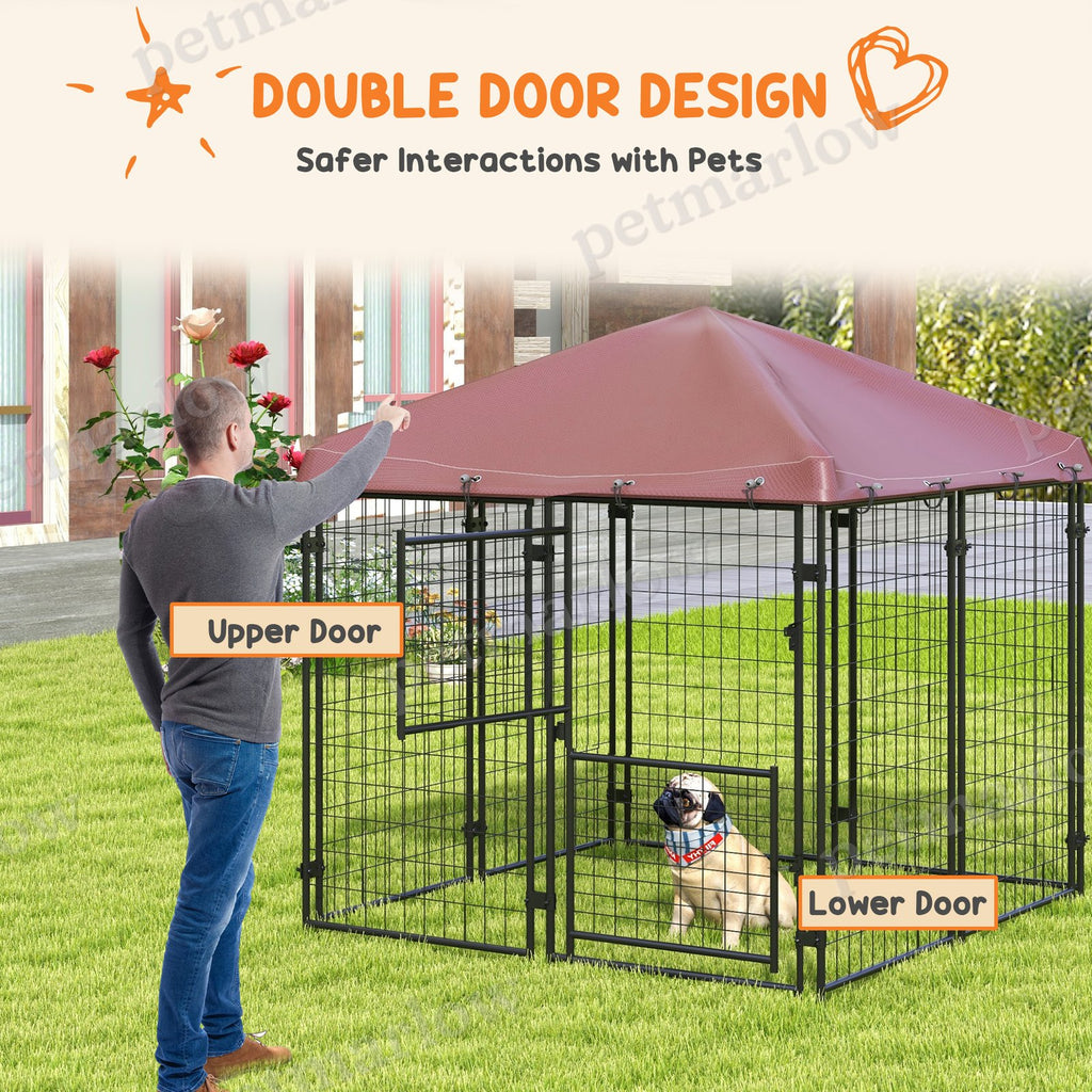 Outdoor Dog Kennel with Waterproof Canopy for Comfort – view 5