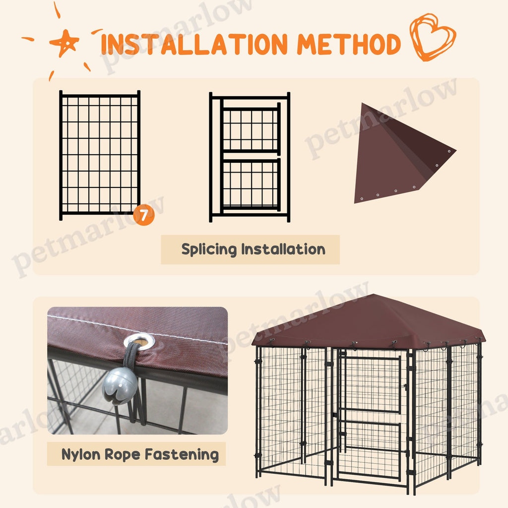 Outdoor Dog Kennel with Waterproof Canopy for Comfort – view 6