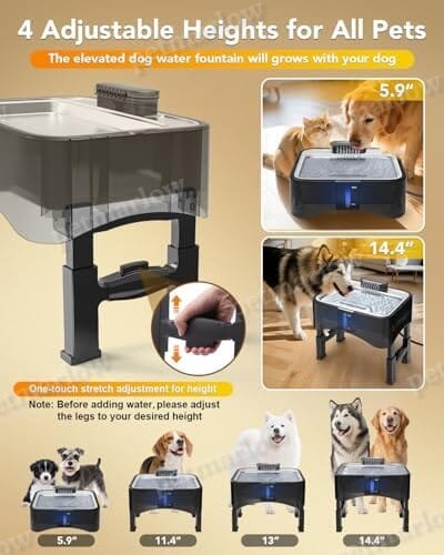 4 Heights Adjustable Pet Fountain for All Dog Sizes – view 5