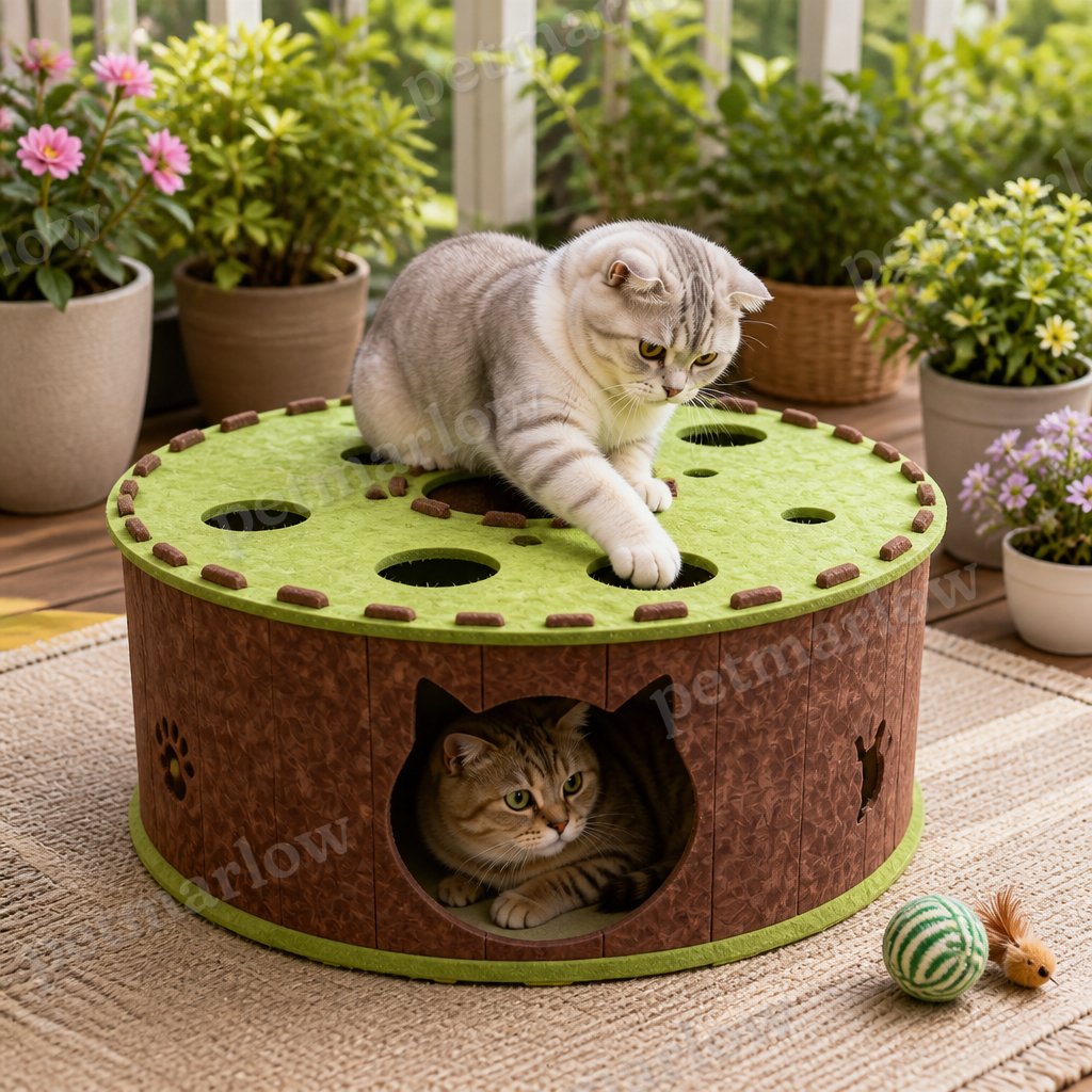 4-in-1 Foldable Cat Tunnel House – Interactive Hideaway, Scratcher & Play Bed – view 5