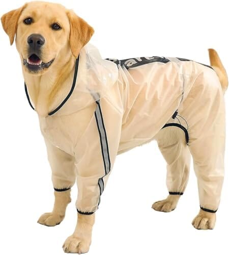 4 Legs Dog Rain Jacket with Reflective Stripe