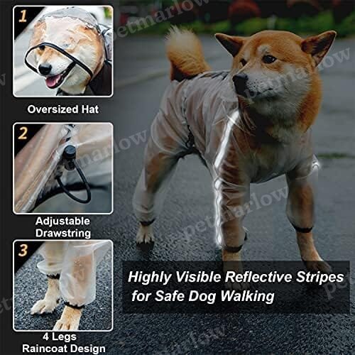 4 Legs Dog Rain Jacket with Reflective Stripe – view 3