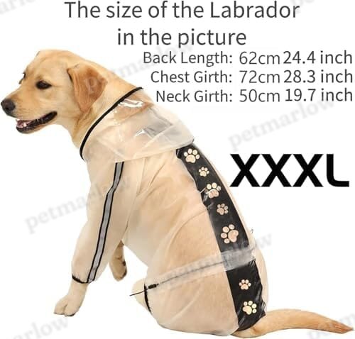 4 Legs Dog Rain Jacket with Reflective Stripe – view 6
