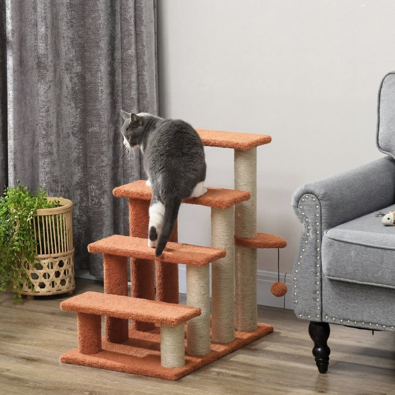 4 Levels Cat Steps with Scratching Posts for Easy Access