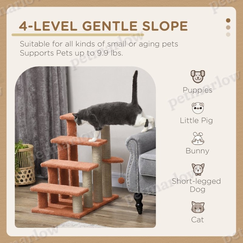 4 Levels Cat Steps with Scratching Posts for Easy Access – view 3