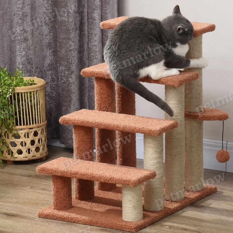 4 Levels Cat Steps with Scratching Posts for Easy Access – view 5