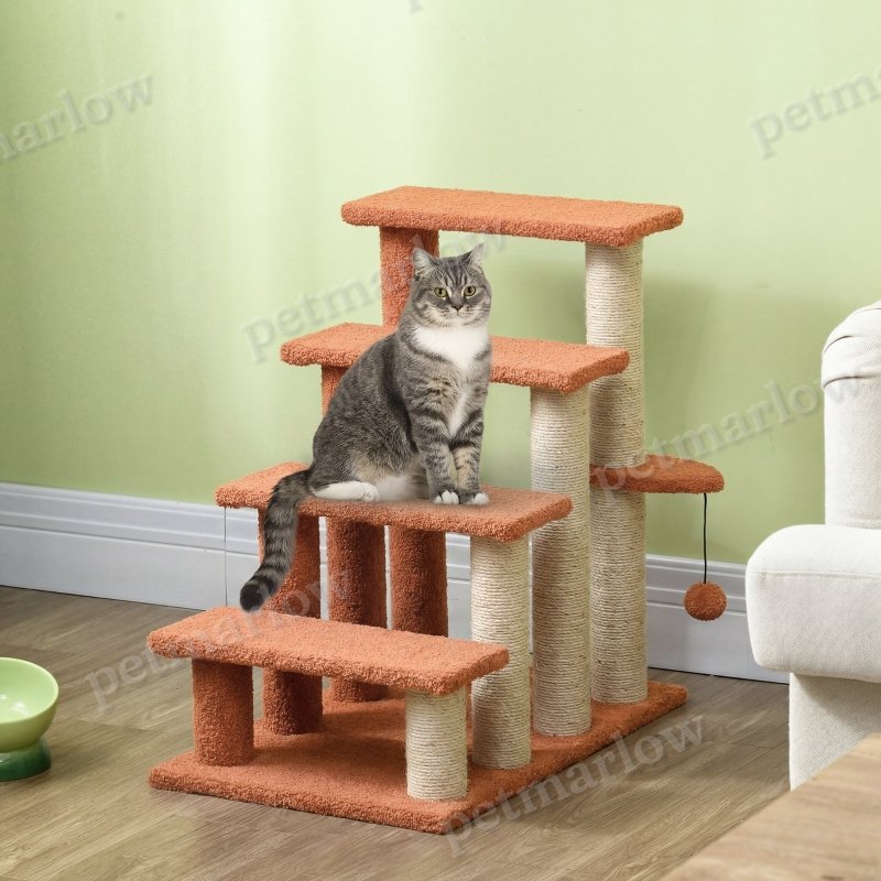 4 Levels Cat Steps with Scratching Posts for Easy Access – view 6