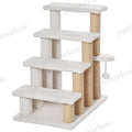 4 Levels Cat Steps with Scratching Posts – White / 640x410x130 mm