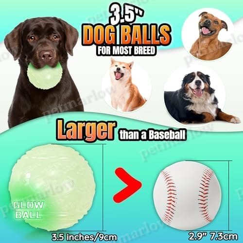 4-Pack Bouncy Glow in The Dark Dog Ball with Squeaker – view 3
