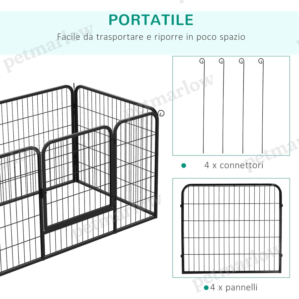 4-Panel Metal Dog Playpen for Indoor/Outdoor Use – view 3