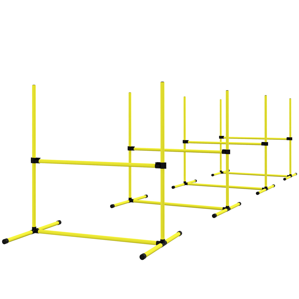 4 Piece Dog Agility Set with Adjustable Height Jump Bars – Yellow / 950x180x180 mm