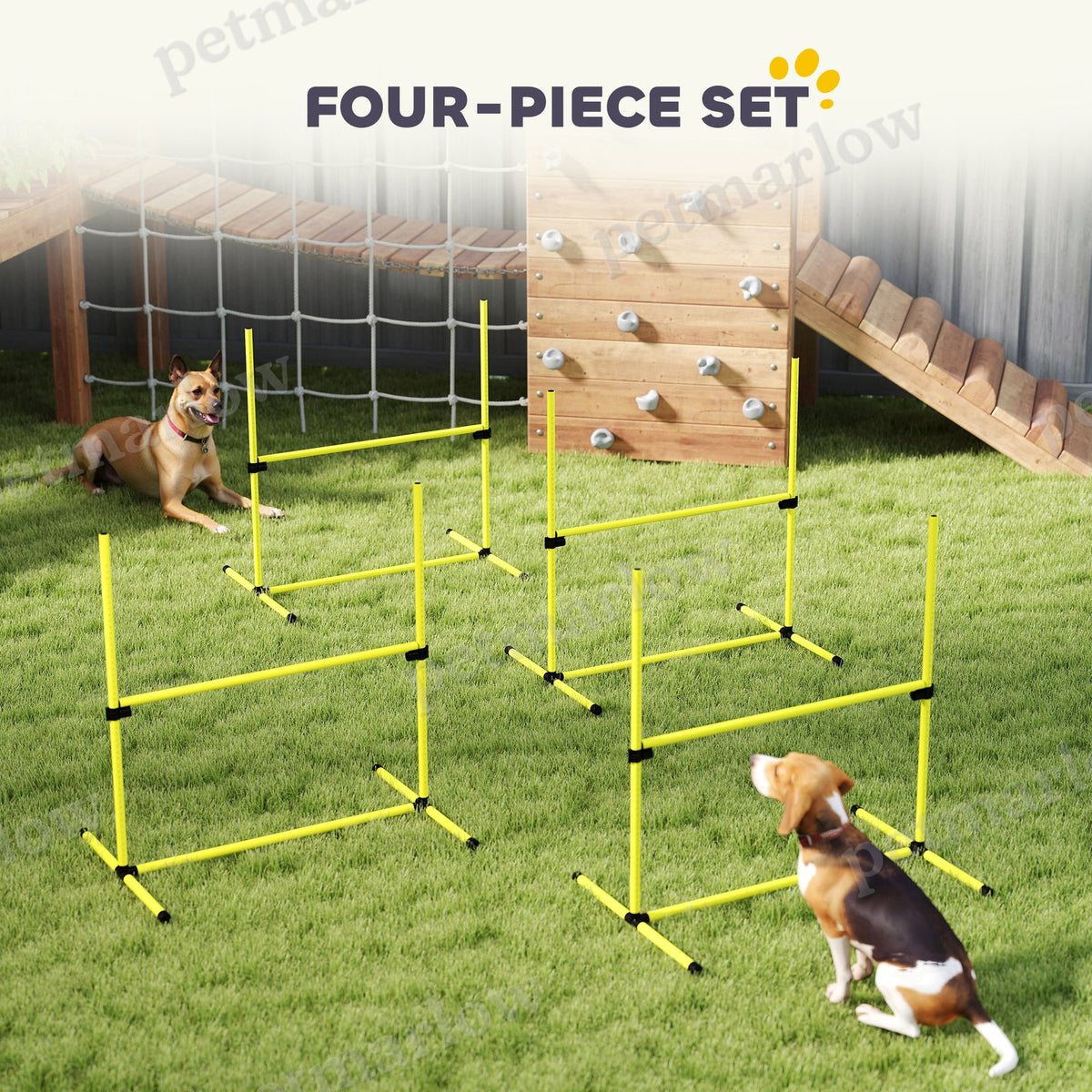 4 Piece Dog Agility Set with Adjustable Height Jump Bars – view 5