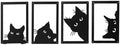 4 Pieces Metal Black Cat Wall Art Decor Metal Wall Decor