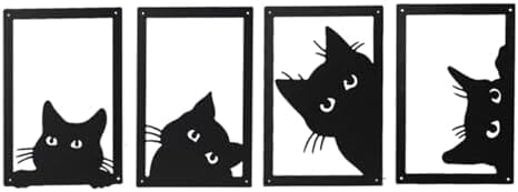 4 Pieces Metal Black Cat Wall Art Decor Metal Wall Decor