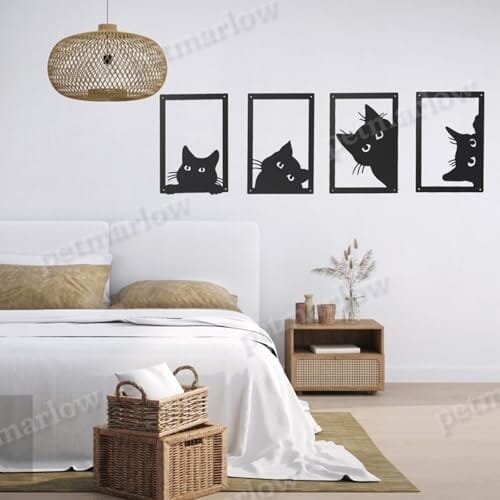 4 Pieces Metal Black Cat Wall Art Decor Metal Wall Decor – view 3