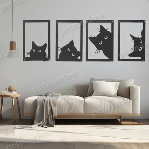 4 Pieces Metal Black Cat Wall Art Decor Metal Wall Decor – view 4