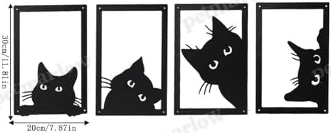 4 Pieces Metal Black Cat Wall Art Decor Metal Wall Decor – view 5