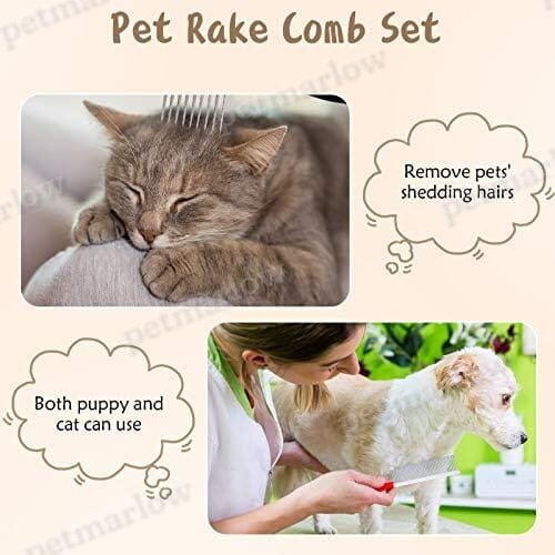 4 Pieces Pet Grooming Kit - Dematting Combs, Slicker Brush, and Steel Comb – view 4