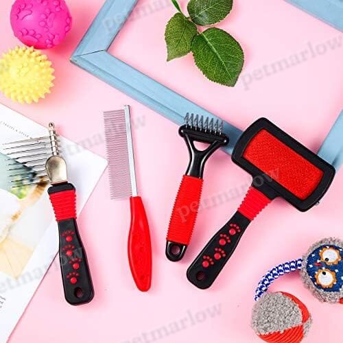 4 Pieces Pet Grooming Kit - Dematting Combs, Slicker Brush, and Steel Comb – view 5