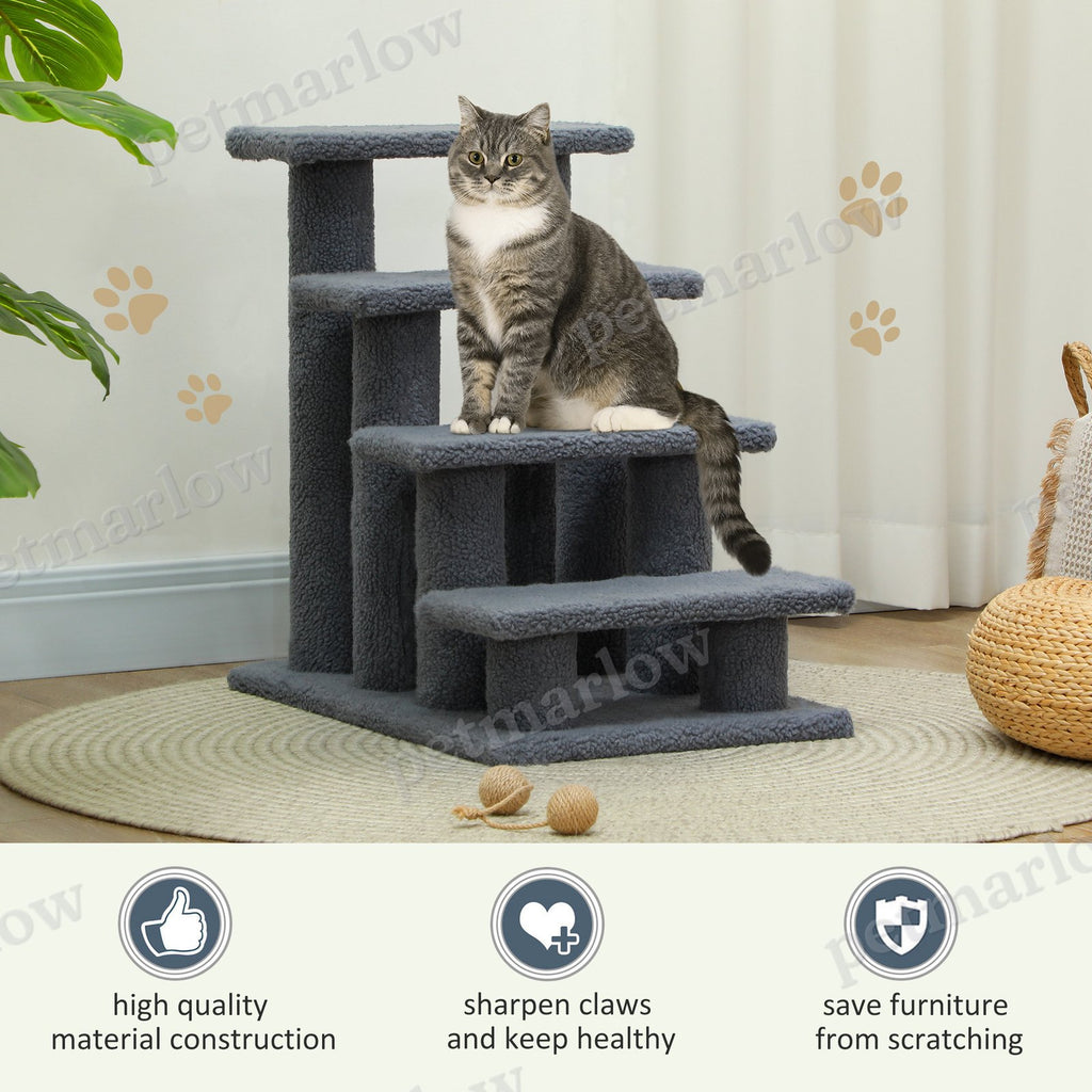 4-Step Carpeted Cat Scratching Post for Easy Access – view 5