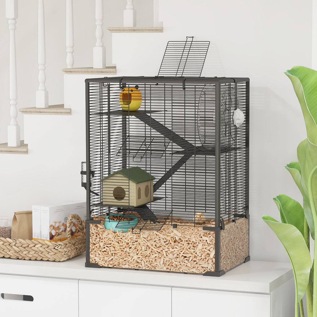 4 Tier Hamster Cage with Glass Bottom and Accessories